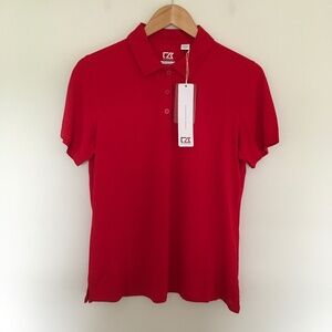 CUTTER & BUCK Womens CB DryTec Kingston Pique Polo Sz L Red LCK02351 NWT